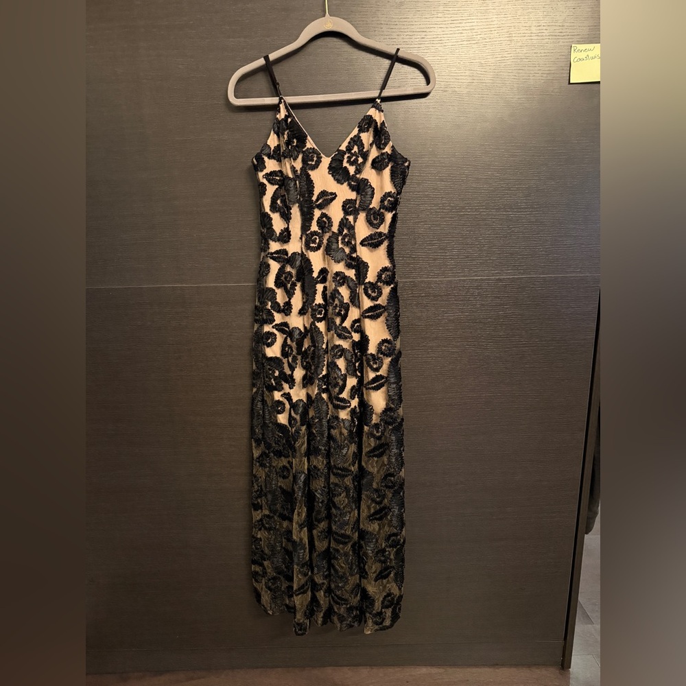 Dress the Population Black and Cream Floral Gown